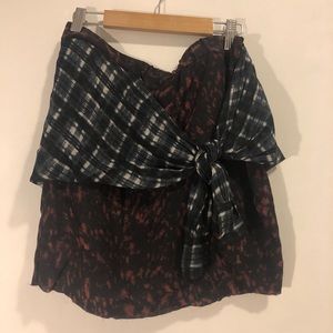 Multi-print Layered Silk Mini Skirt
